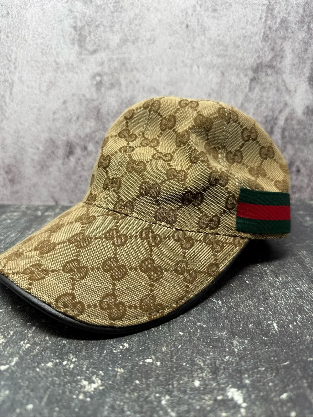 Gucci Hat Cap Baseball Cap GG Canvas Sherry Line Beige Size XL Unisex Authentic